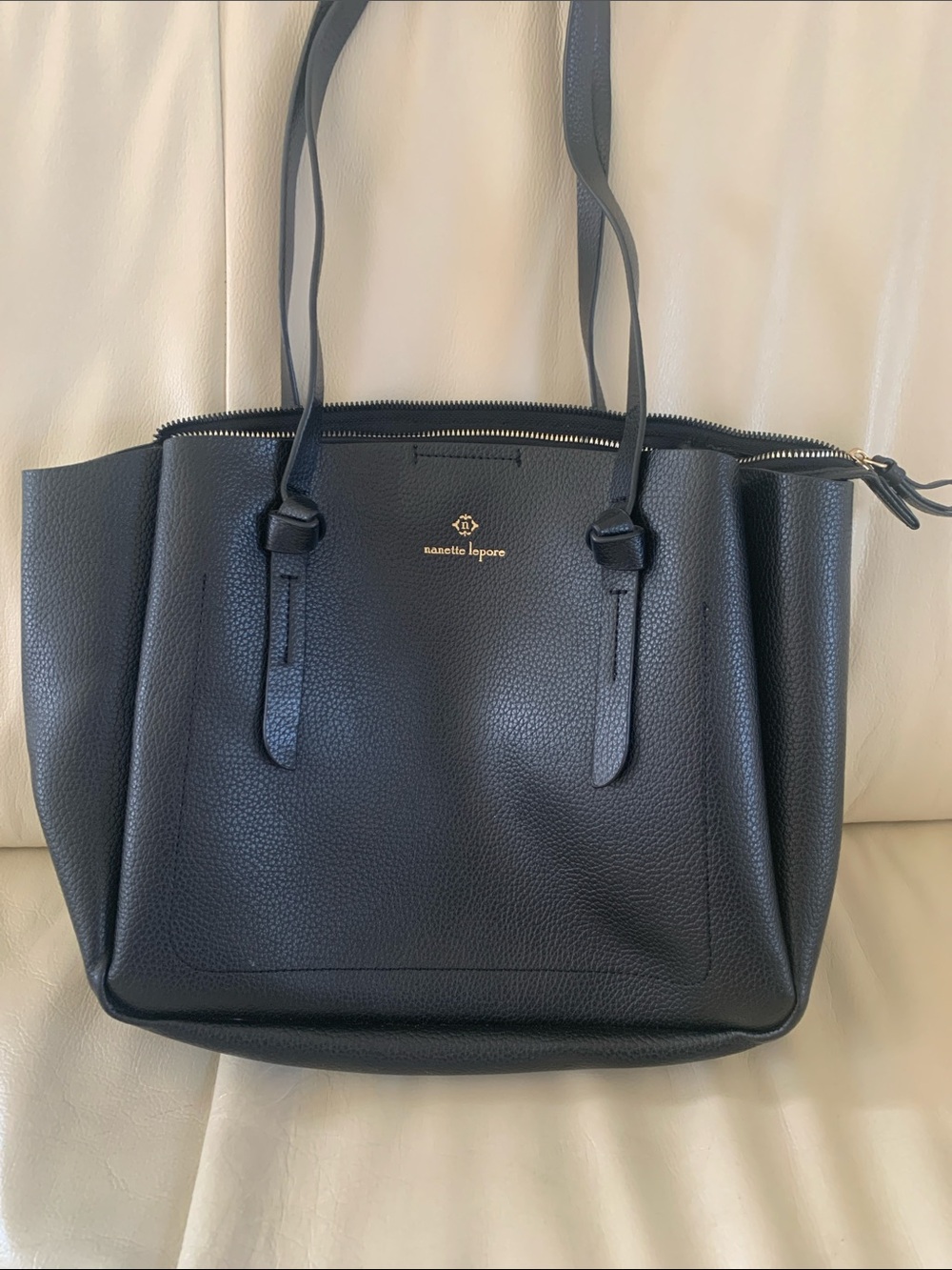 Nanette Lepore Black Vigan Leather Tote Bag